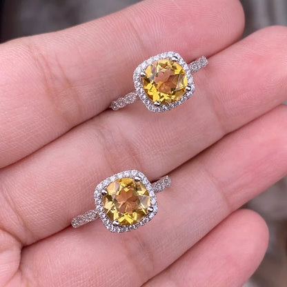 光環黃色 Asscher 莫桑石戒指