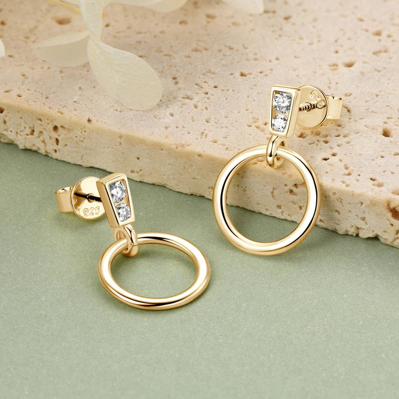 Lynn's Moissanite Pendientes Circle Pendant Earrings