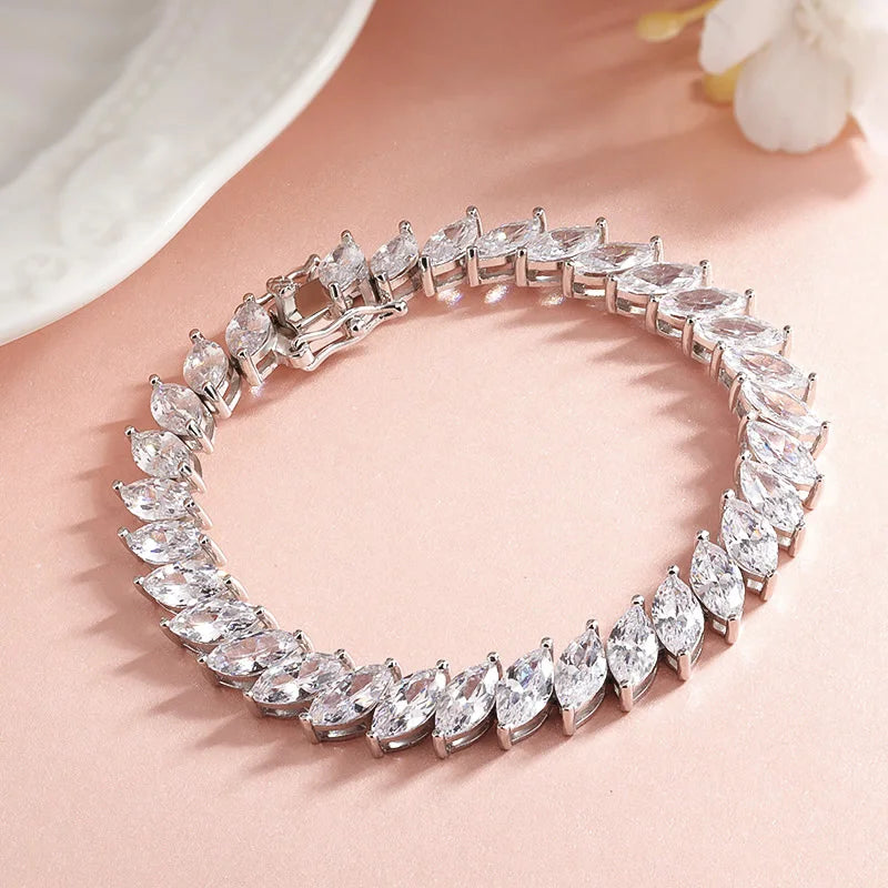 Grand 0.5CT Marquise Cut 925 silver Moissanite Tennis Bracelets