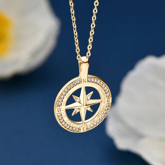 Clavicle Chain Zircon Compass Pendant Necklaces