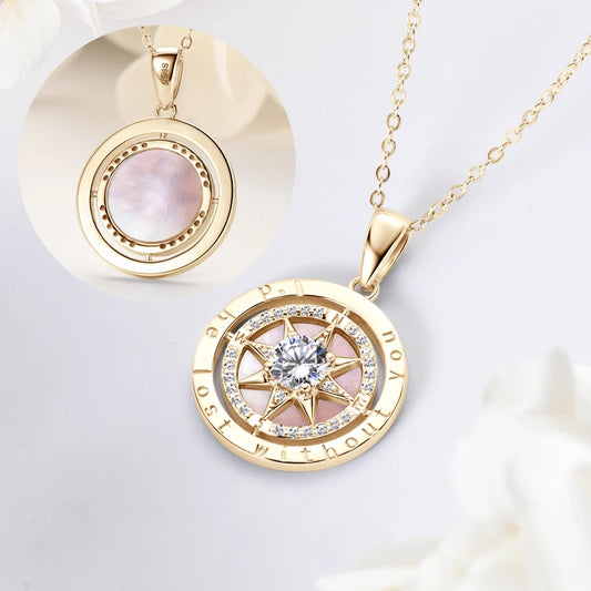 Exquisite Compass Cubic Zirconia Pendant Necklaces