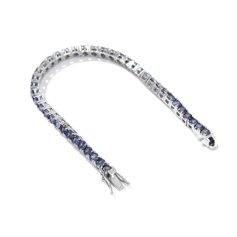 Colorful Blue 925 silver 3/4/5/6.5mm Moissnaite Tennis Bracelet