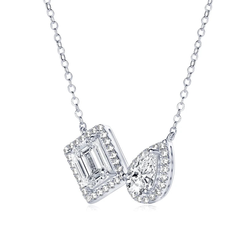 Lynn's Pear Emerald Cut Moissanite Necklaces