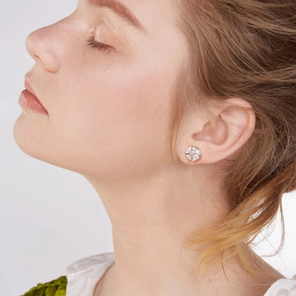 Princess Round Moissanite Stud Earrings
