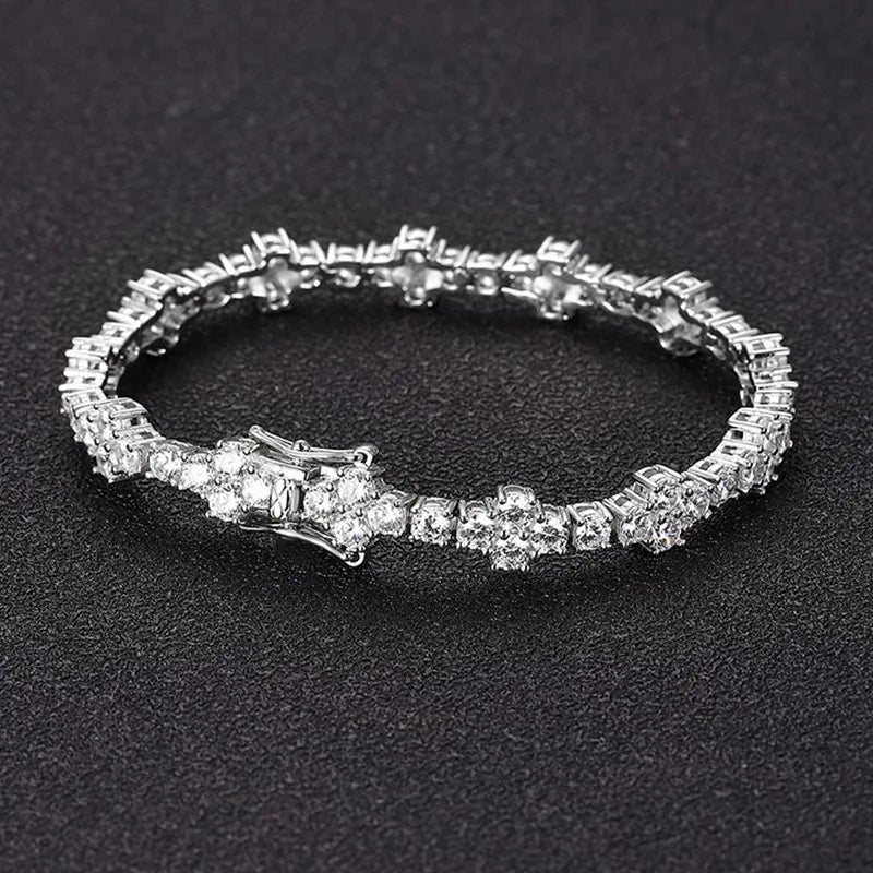 Sparkling 925 silver 3mm Cross Zircon moissanite Tennis Bracelets