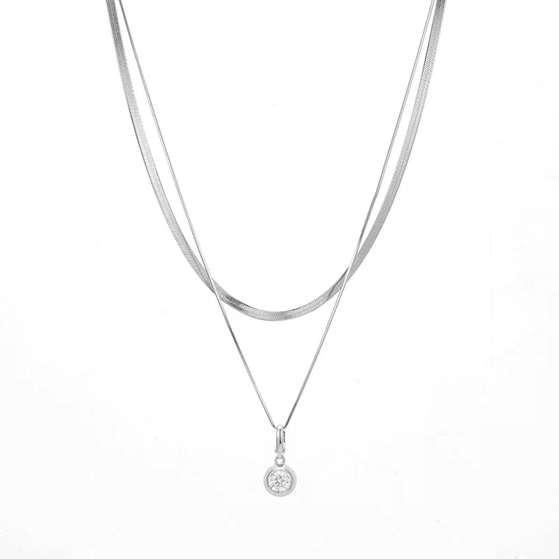 Daily Jewelry Bubble Double Chain 1CT Moissanite Necklace