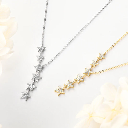 Star Shaped 925 Silver Moissanite Necklaces