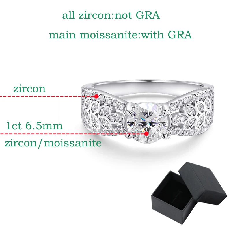 Luxury Sparkling 925 18k-Plated 1CT Moissanite Rings