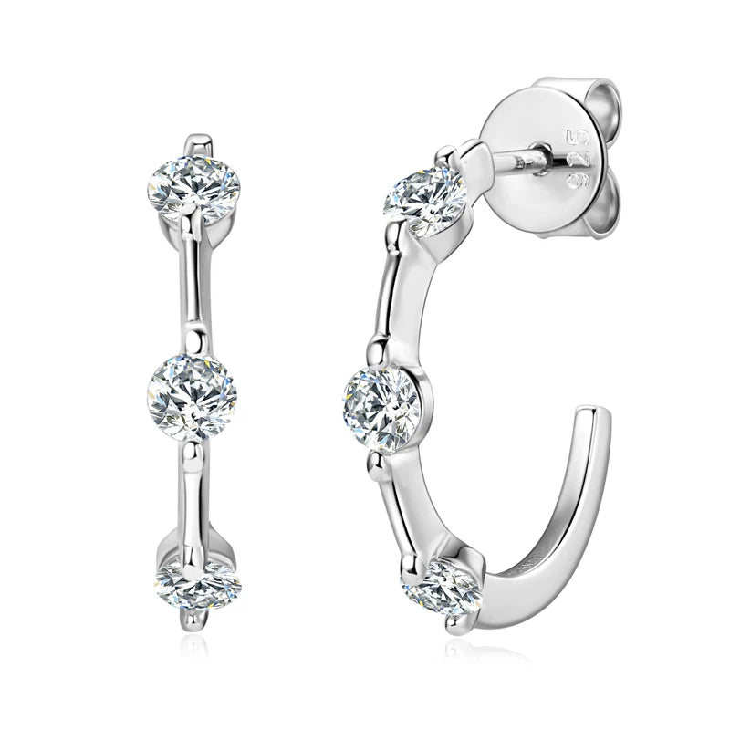 Fine Jewelry Moissanite C-shaped Studs Earrings