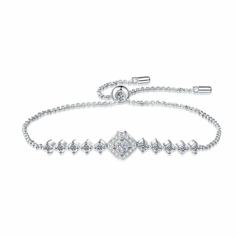 Princess Cut Square Luxury Chian S925 Silver Moissanite Bracelets