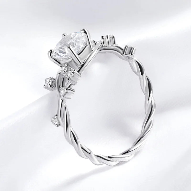 Sparkling Daily Jewelry 925 Sliver 1CT 2CT Moissanite Rings