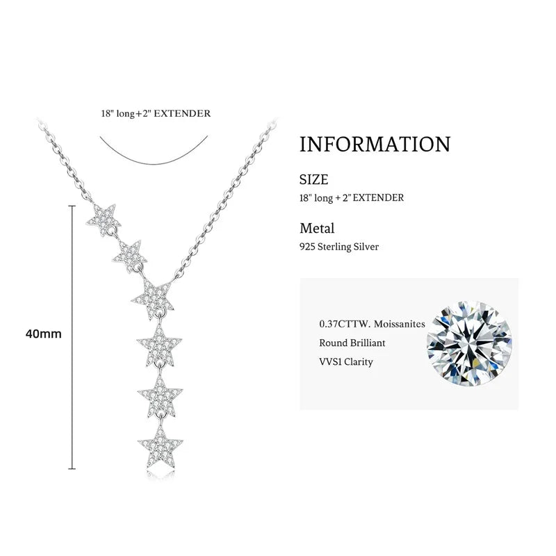 Star Shaped 925 Silver Moissanite Necklaces