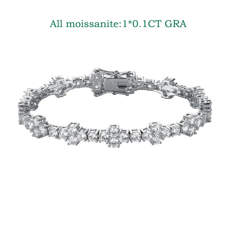 Sparkling 925 silver 3mm Cross Zircon moissanite Tennis Bracelets