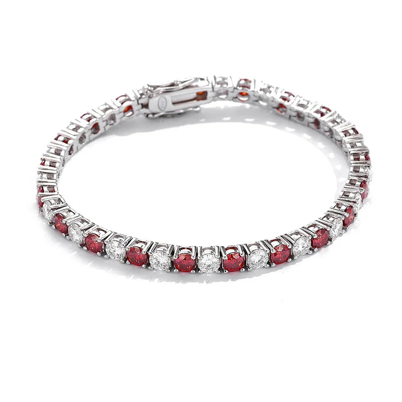 White Black Red 925 silver 3/4/5/6.5mm Moissanite Tennis Bracelet