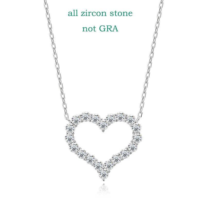 Daily Jewelry 0.3-2CT Heart Shaped Zircon Moissanite Necklace