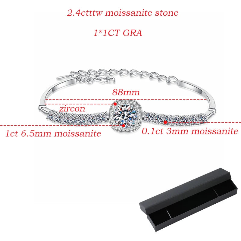 Daily Jewelry 925 silver Chain 2.4ct 6.5mm Moissanite Bracelets