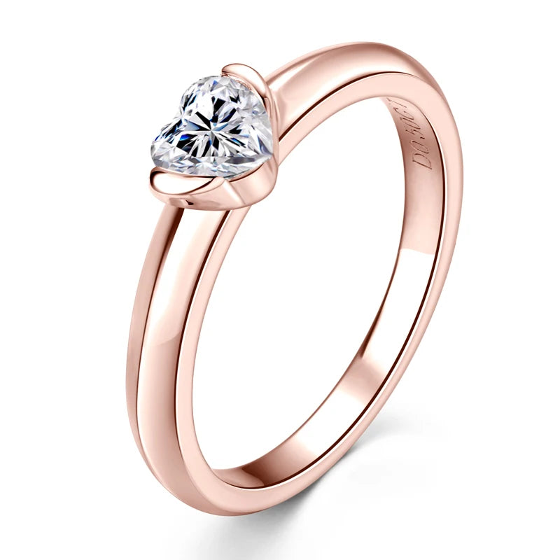 Heart Shaped 925 Rose Gold 0.5ct Moissanite Ring