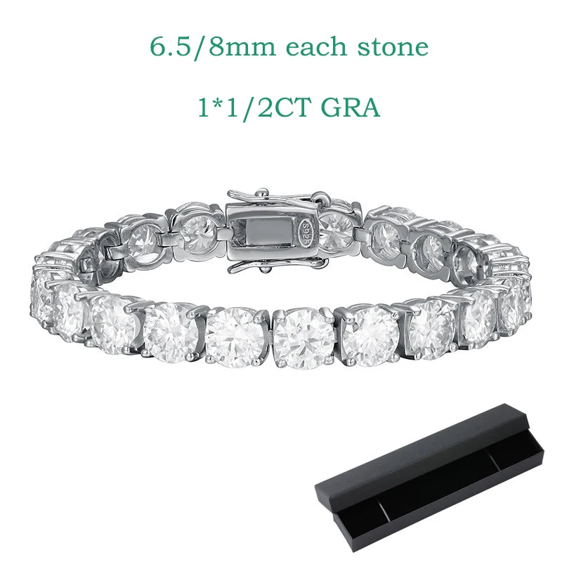 Luxury 6.5/8mm each 925 silver Moissanite Tennis Bracelets