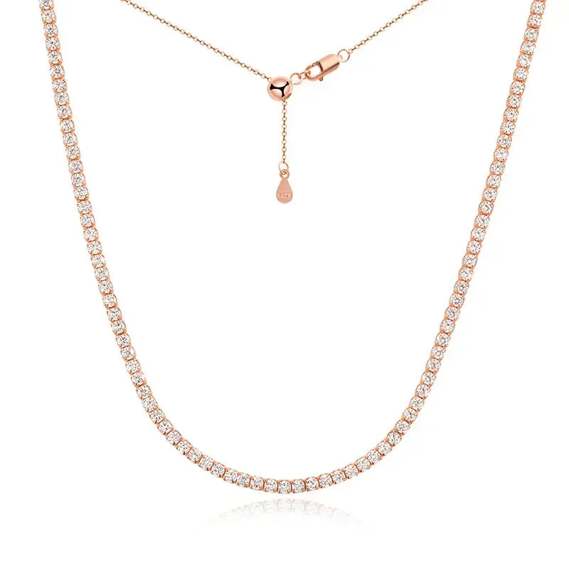 Classic Cuban Zirconia Moissanite Tennis Necklace