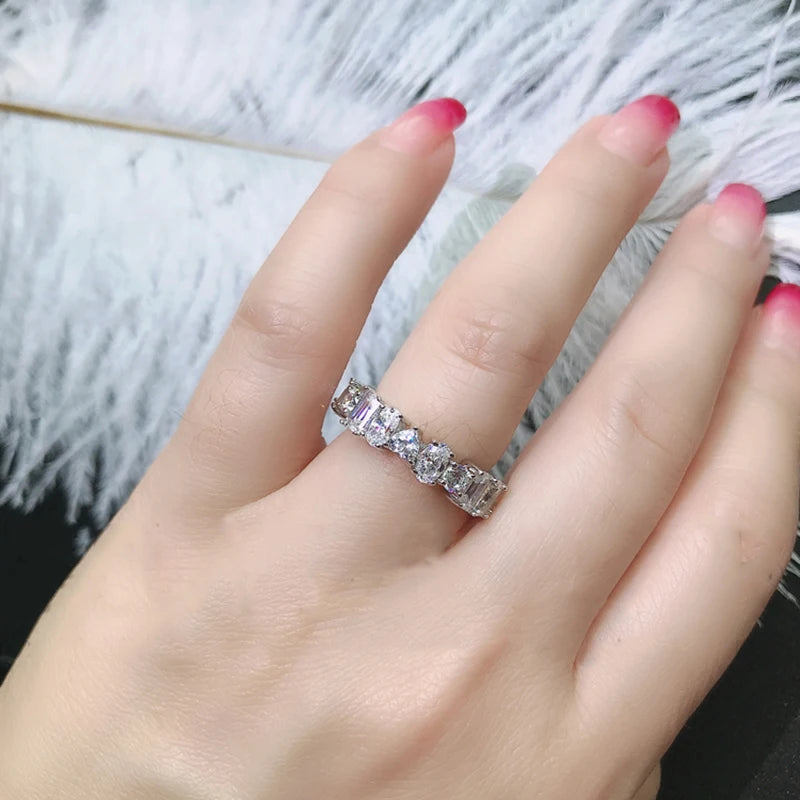 Zirconia Luxury 925 Sterling Silver Row Rings