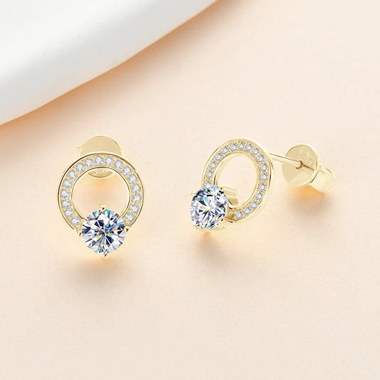 Brinco Prata 0.5ct Moissanite Studs Earrings