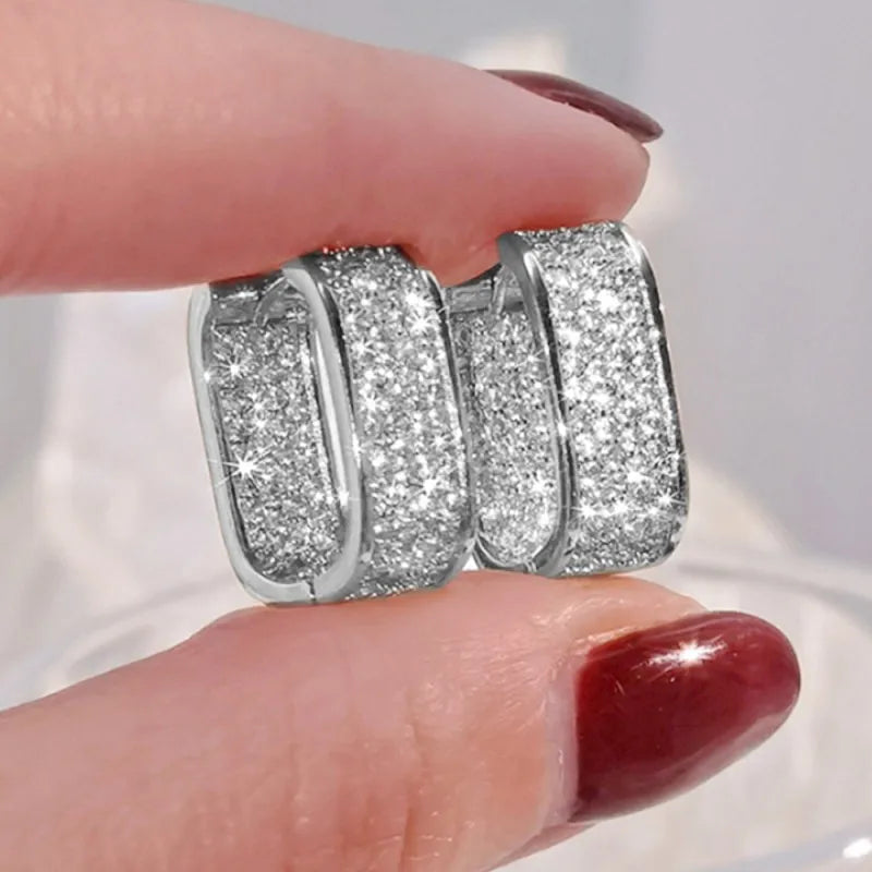 Original Full Moissanite Square Hoop Earrings