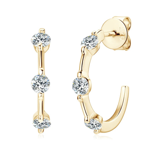 Fine Jewelry Moissanite C-shaped Studs Earrings