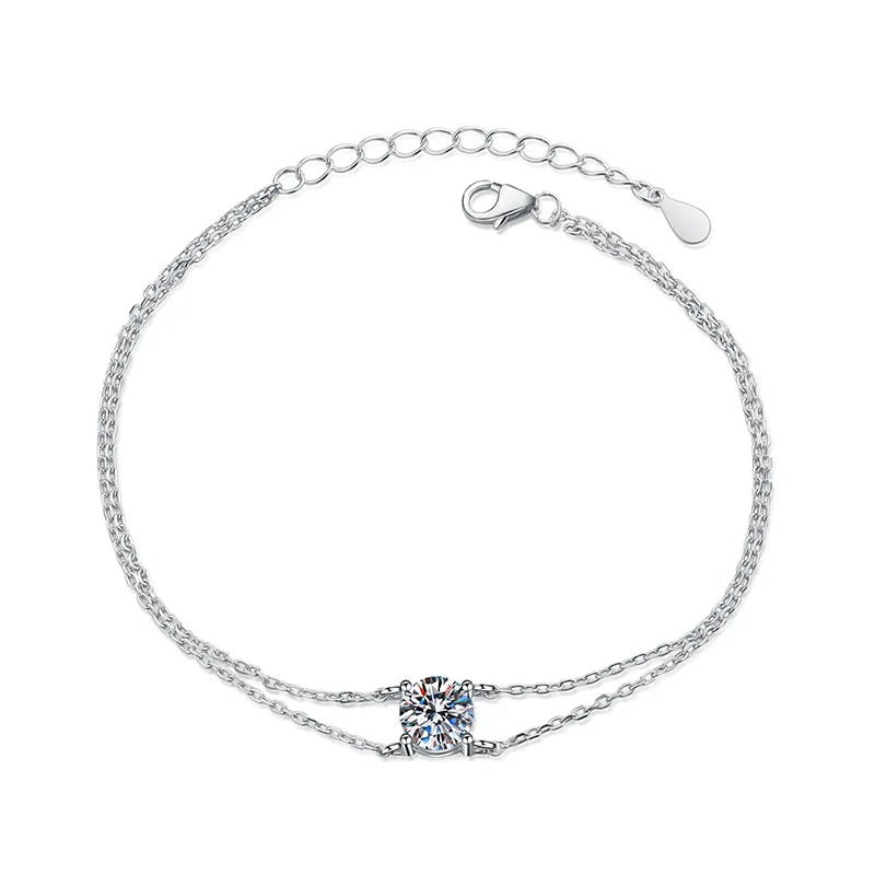 Simple Daily Jewelry 925 Silver 1CT Moissanite Bracelets