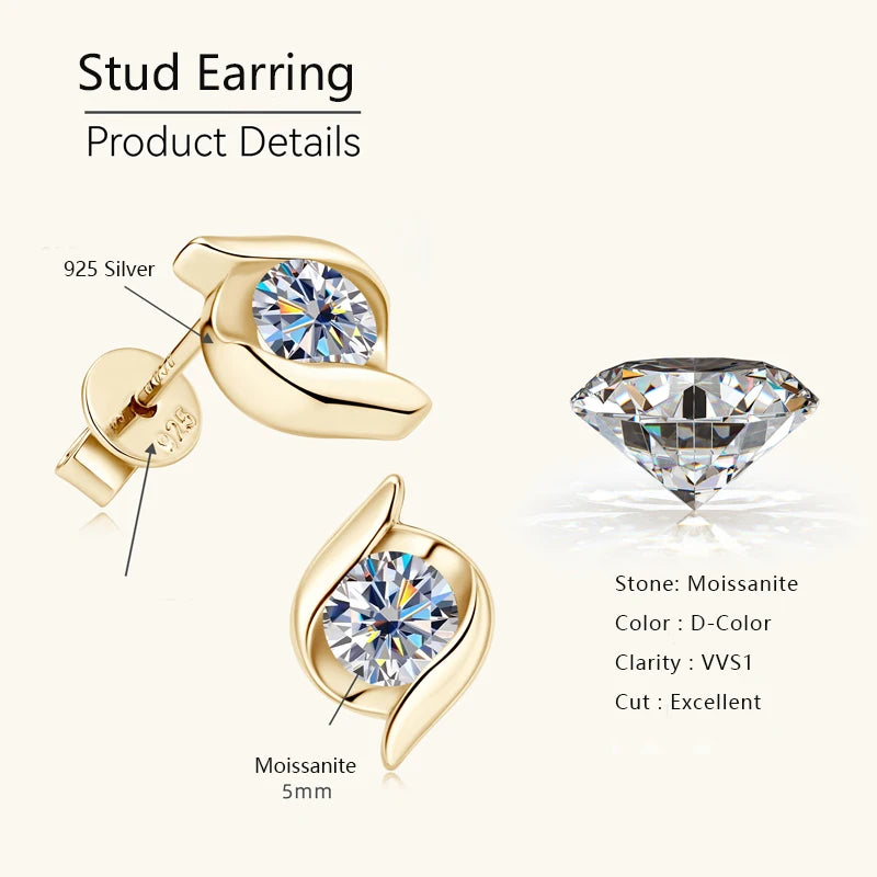 Daily Jewelry Original Moissanite Studs Earrings