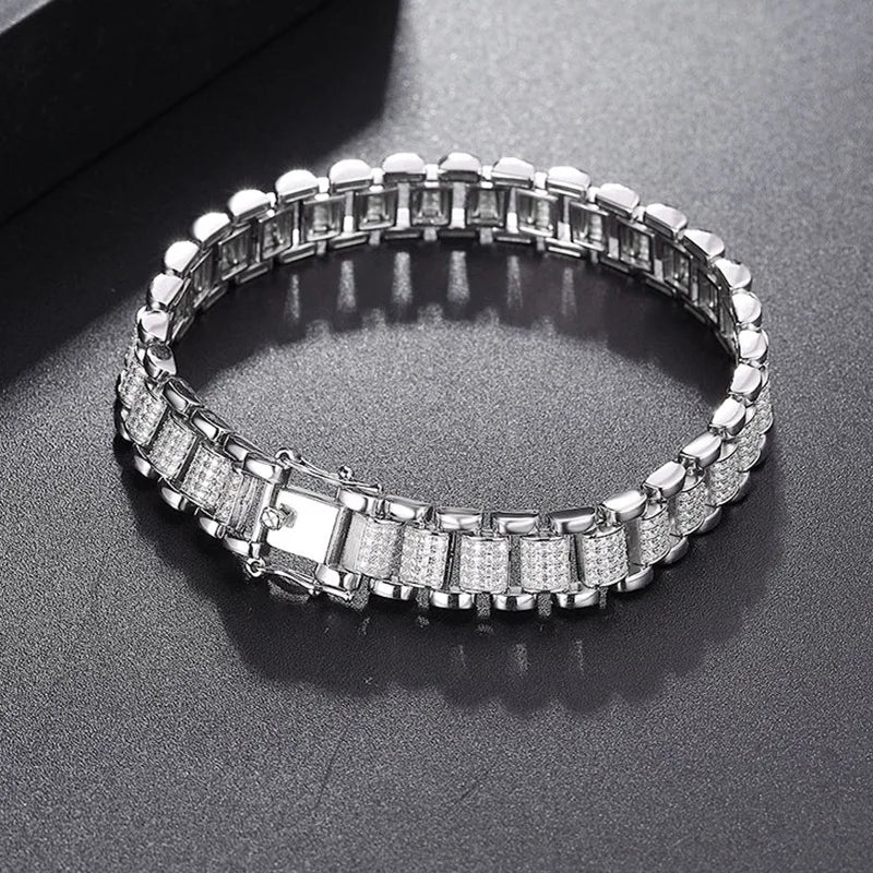 Cuban Hip Hop 925 Silver 10mm Moissanite Cuban Bracelets