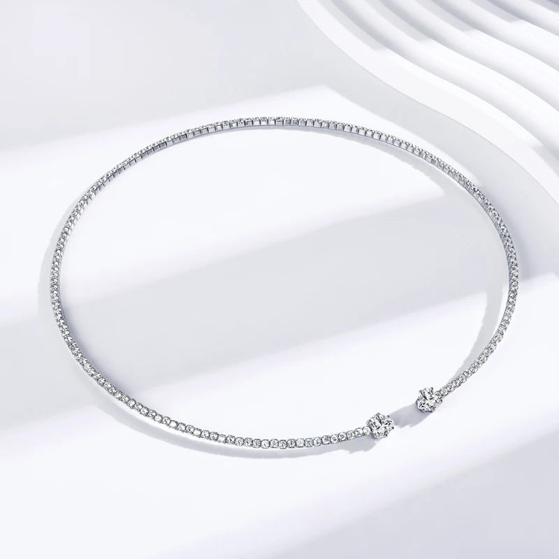 Geraldine's Heart Moissanite Choker Collar Necklaces