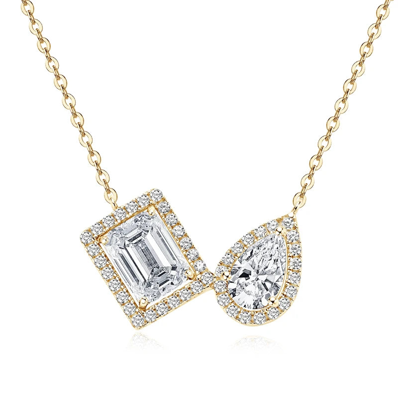 Lynn's Pear Emerald Cut Moissanite Necklaces