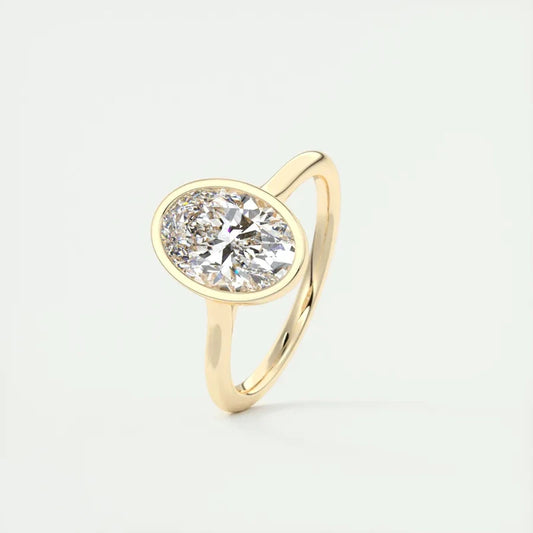 14K Gold Plated 925 Dazzling Oval Zircon Solitaire Ring