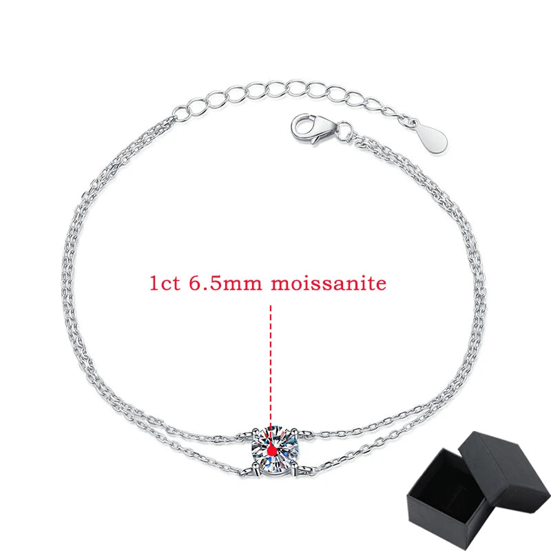 Simple Daily Jewelry 925 Silver 1CT Moissanite Bracelets