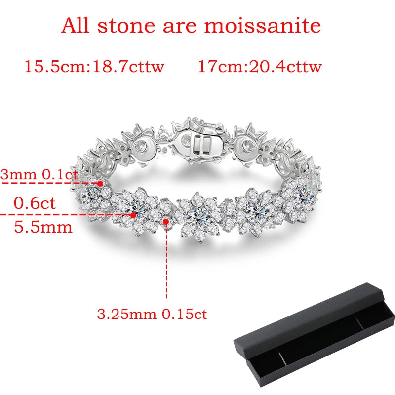 Luxury Sunflowers 18.7-20.4cttw Moissanite Tennis Bracelet