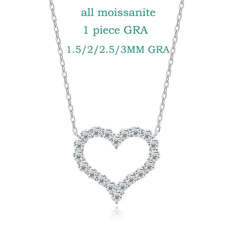 Daily Jewelry 0.3-2CT Heart Shaped Zircon Moissanite Necklace