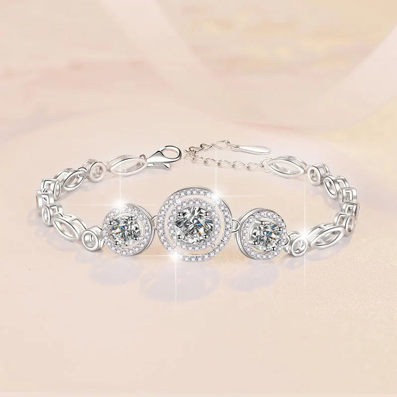 Halo Luxury 925 silver 2ct Moissanite Bracelets