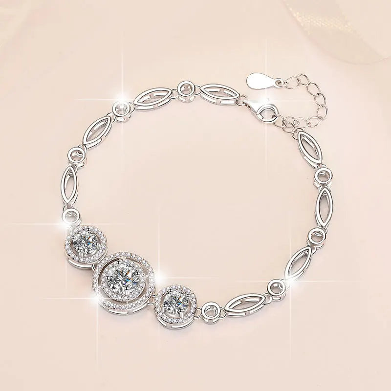 Halo Luxury 925 silver 2ct Moissanite Bracelets