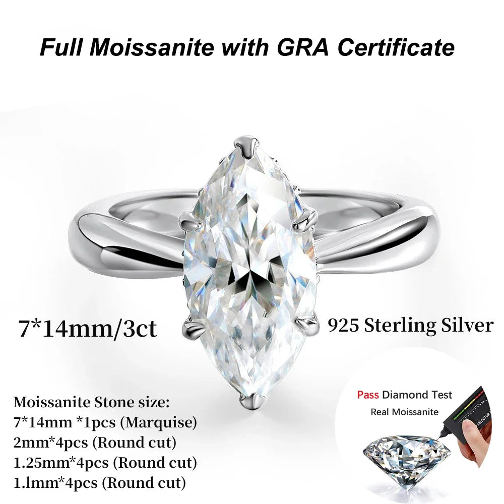 Nativided Marquise 3ct Moissanite Ring