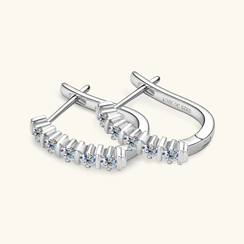 Luxury Round Cut Moissanite U-Shape Hoop Earrings