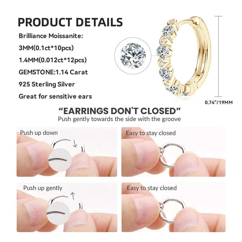 Lynn's Classic Daily Jewelry Moissanite Hoops Earrings