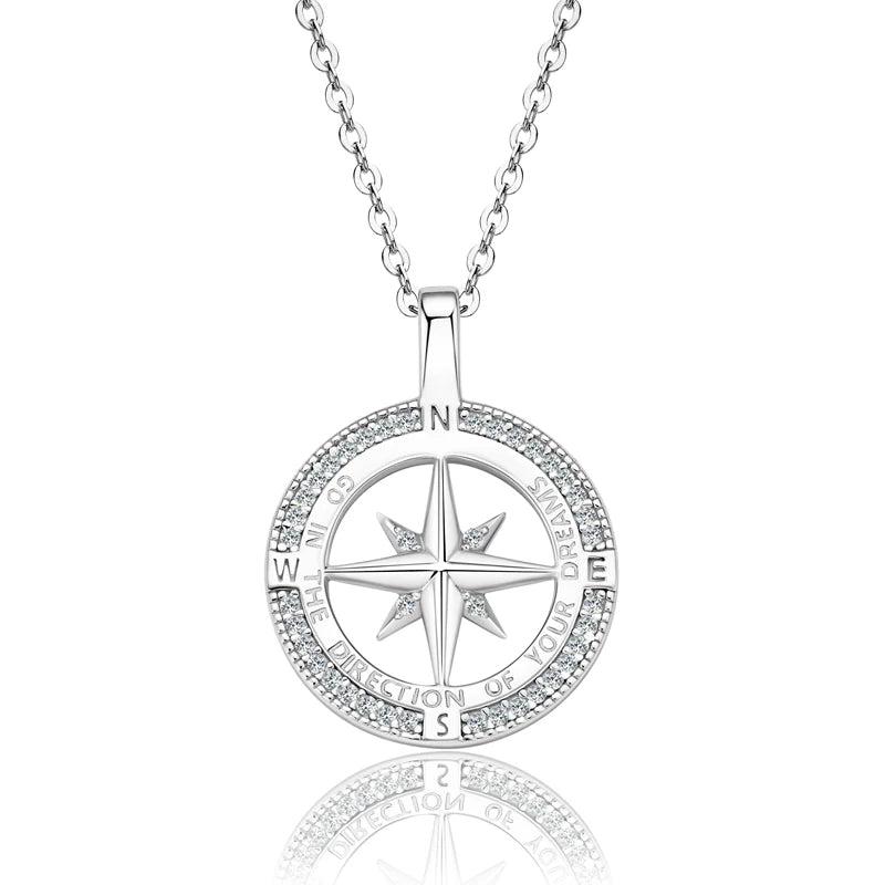 Clavicle Chain Zircon Compass Pendant Necklaces