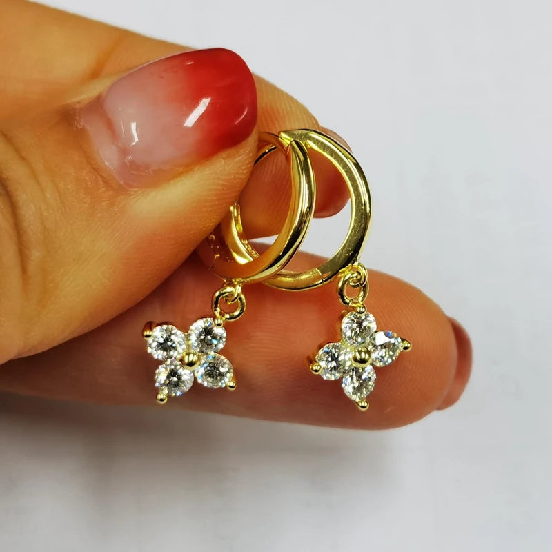 Geraldine Four Leaf Moissanite Studs Drop Earring