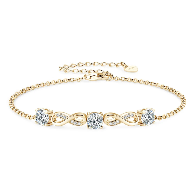 Infinity Moissanite Adjustable Chain Bracelets