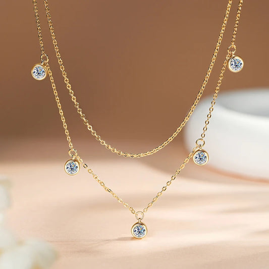 Lynn's Moissanite Double Chain Necklaces