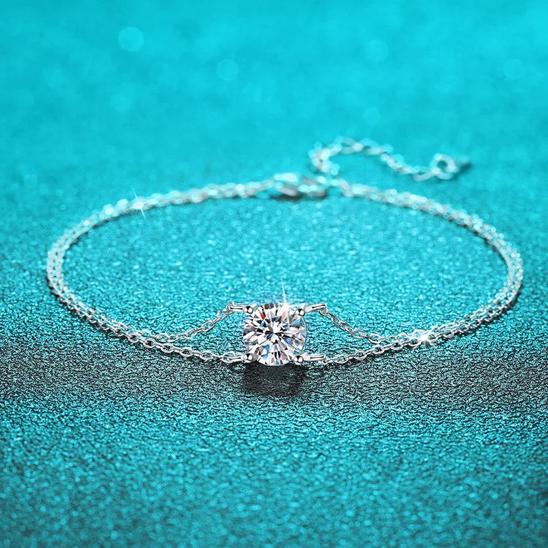 Simple Daily Jewelry 925 Silver 1CT Moissanite Bracelets