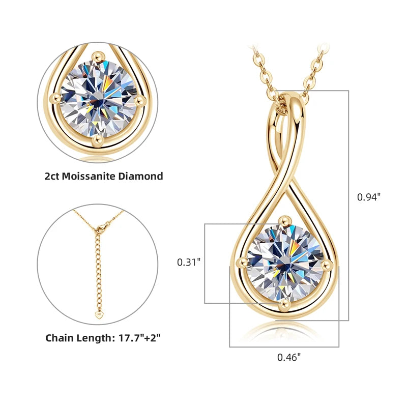 Lynn's Daily Jewelry 2.0ct Moissanite Pendant Necklaces