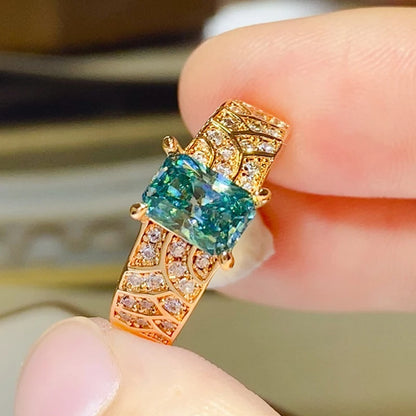 Beryl Emerald Vintage Moissanite Ring