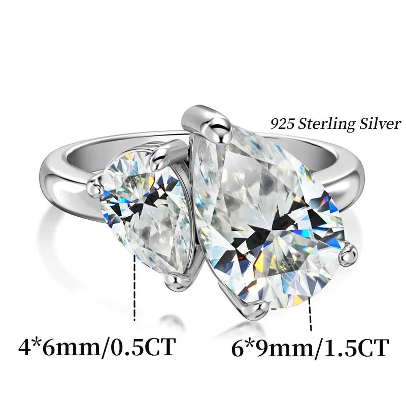 Phoenix White Pear 2ct Zirconia Moissanite Ring