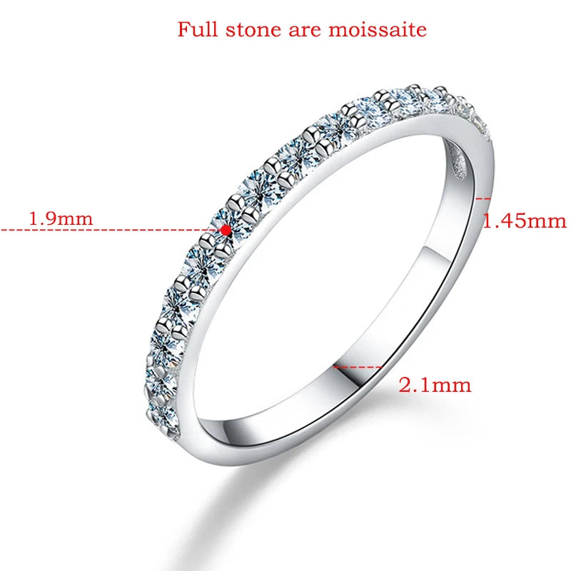 Daily Jewelry 925 Sliver 1.9mm Half Row Moissanite Rings